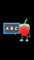 3D Strawberry Fruit Character Teaching ABC Letters On Blackboard Suitable For Educational And Learning Content. Transparent Background. Alpha Background. Looping Animation. video
