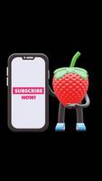 3D Strawberry Fruit Character Holding Smartphone With Subscribe Now Text Animation Ideal For Digital Marketing And Social Media Promotions. Transparent Background. Alpha Background. Looping Animation. video