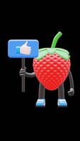 3D Strawberry Fruit Character Holding Thumbs Up Like Board Symbolizing Approval And Agreement Suitable For Social Media Marketing And Feedback Concepts. Transparent Background. Alpha Background. video