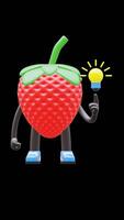 3D Strawberry Fruit Character With Light Bulb Idea Moment Suitable For Innovation Creativity And Problem Solving Content. Transparent Background. Alpha Background. Looping Animation. video