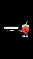 3D Strawberry Fruit Character Promoting Social Media Follow Button Perfect For Digital Campaigns And Branding. Transparent Background. Alpha Background. Looping Animation. video