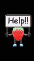 3D Strawberry Fruit Character Holding Help Sign Board Suitable For Asking Assistance And Support Concepts. Transparent Background. Alpha Background. Looping Animation. video