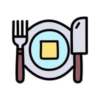 Fork and knife on plate , Barbecue related filled design editable stroke icon vector