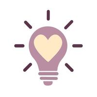 bulb light with heart icon illustration design graphic flat and simple vector