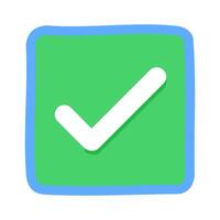 Check mark on green square. Tick approval icon. illustration. vector