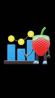 3D Strawberry Fruit Character Pointing At Bar Chart Suitable For Business And Data Analysis Concepts. Transparent Background. Alpha Background. Looping Animation. video