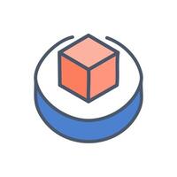 3d cube line icon, illustration, editable stroke. vector