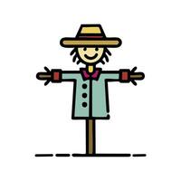 Funny scarecrow icon in flat style. illustration isolated on white background. vector