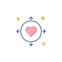 Heart and arrows icon in flat color style. Love symbol illustration on white isolated background. vector