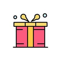 Gift box icon, filled line design editable stroke. vector