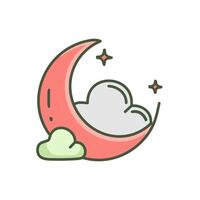 Crescent moon and cloud icon vector