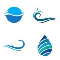 a set of four water symbols with waves and sun vector