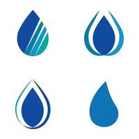 a set of four water drops with different colors and shapes, vector