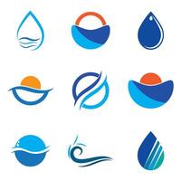 a set of six different water and sun logos, water element vector