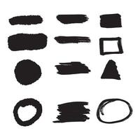 Set of hand drawn brush strokes isolated on white background vector