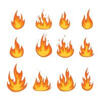 Set of Fire illustration isolated on white background vector