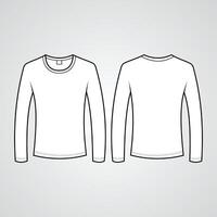 Long sleeve t-shirt mockup with clean and detailed design, ideal for displaying custom prints and projects. Perfect for casual wear, uniforms or clothing collections vector
