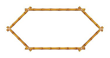 Hexagonal bamboo frame, creating decorative natural border for eco themed projects. Cartoon illustration vector