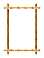 Bamboo rectangle frame with tied ropes, perfect for text and banners. Cartoon illustration vector
