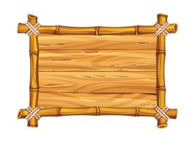 Bamboo frame with wooden plank texture, perfect for rustic or adventure themes. Cartoon illustration vector