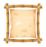 Bamboo frame with worn parchment and sharp edges. Great for banners or creative projects. Cartoon illustration vector