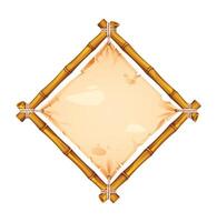 Bamboo frame with detailed parchment, ideal for creative projects. Cartoon illustration vector