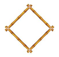 Bamboo frame with tied ropes, great for rustic designs and banners. Cartoon illustration vector