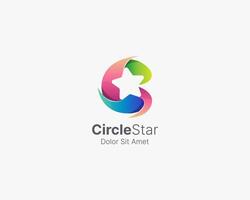 Abstract colorful shape with negative star logo vector