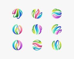 Set os colorful abstract logo gradient vector