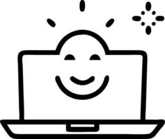 Close up of a smiling face lit by holographic laptop screen vector