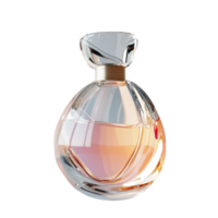 Elegant perfume bottle with a sleek design, featuring a gradient of soft hues, capturing the essence of luxury and sophistication. png
