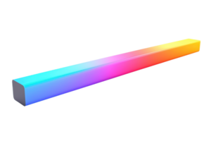 A long, rectangular object displays a vibrant gradient of colors, transitioning from blue to pink and yellow. png
