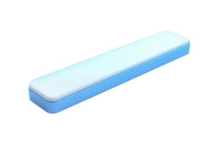 A long, rectangular foam piece with a soft, smooth surface, featuring an upper layer in light blue and a lower layer in darker blue. png