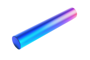A vibrant, gradient-colored cylindrical object with smooth surfaces and a glossy finish, showcasing a blend of blue and pink hues. png