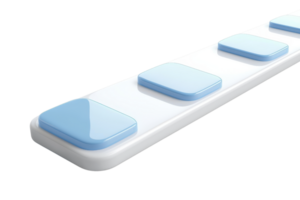 A sleek, modern control panel featuring four blue buttons arranged in a row on a white surface. png