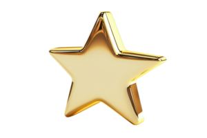 A shiny gold star icon with smooth surfaces and distinct points, symbolizing achievement or excellence. png