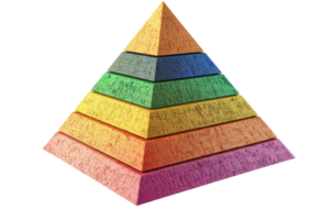 A colorful, multi-layered pyramid showcasing various vibrant colors, each layer distinct and textured. png