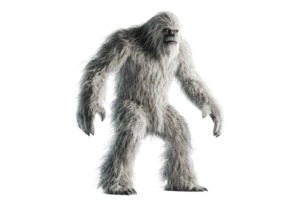 A large, furry creature with a strong posture, resembling a mythical yeti, featuring exaggerated limbs and a wild appearance. png