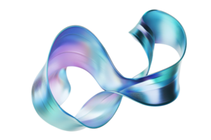 A flowing, iridescent ribbon-like structure with smooth curves and a blend of pastel colors. png
