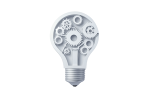 A light bulb design featuring intricate gear mechanisms, symbolizing innovation and creativity in technology. png