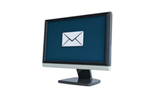 A computer monitor displaying an envelope icon, symbolizing email communication. png