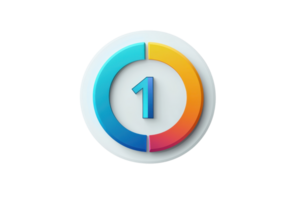 A round logo features the number 1 at the center, surrounded by a colorful gradient circle in blue, orange, and white. png