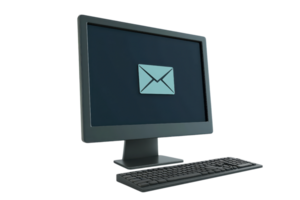A computer monitor displaying an email icon on the screen. png