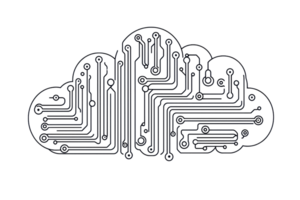 A cloud shape with intricate circuit patterns suggests themes of technology, connectivity, and digital innovation. png