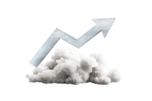 A cloud with an upward arrow symbolizing growth and progress. png