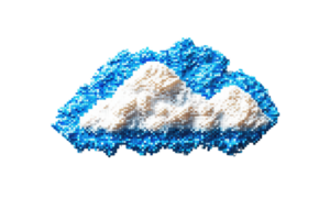 A fluffy, white cloud with shades of blue resembling sky, featuring a textured appearance that suggests movement and softness. png