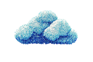 A fluffy cluster of blue clouds resembling a soft, textured shape, conveying a sense of calm and tranquility. png