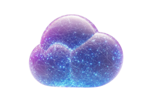 A vibrant, colorful cloud shape filled with shimmering stars and a cosmic glow, resembling a digital or fantasy element. png