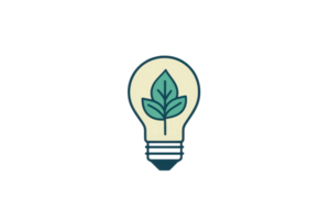A light bulb featuring a green leaf symbolizing eco-friendliness and sustainable energy practices. png
