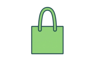 A simple green shopping bag with two handles, ideal for carrying goods and groceries. png